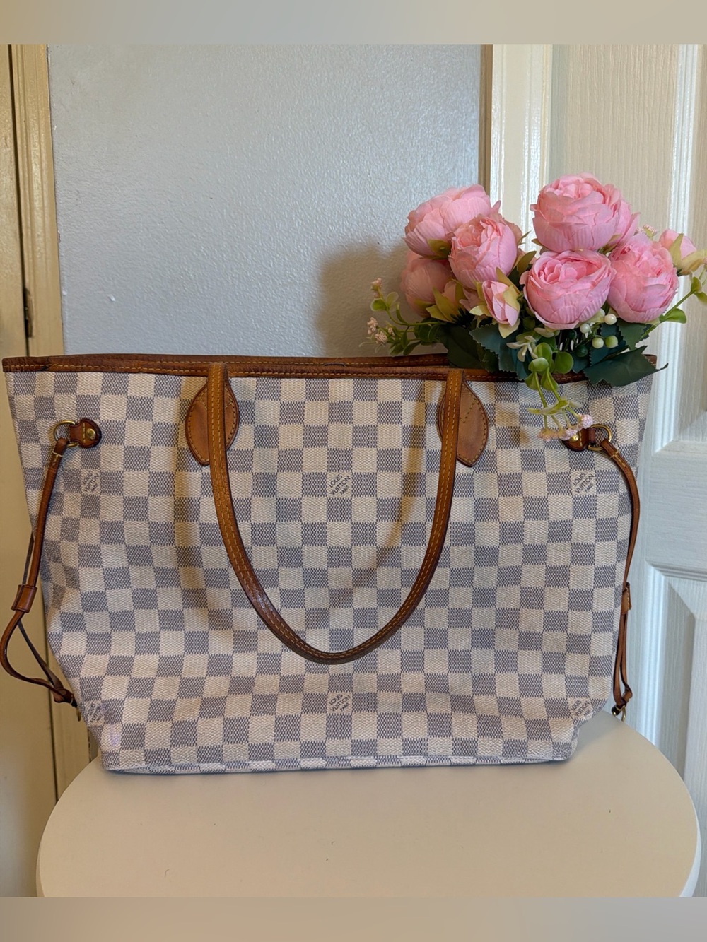 Authentic Louis Vuitton Neverfull Damier Azure